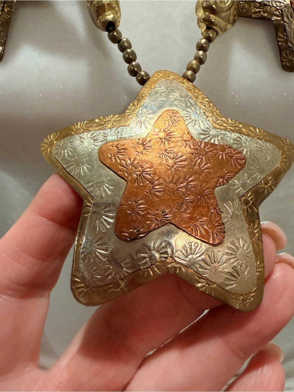 Artisan Mixed Metal Star Statement Necklace Southwestern Boho Western OOAK (0009 - Picture 8 of 9
